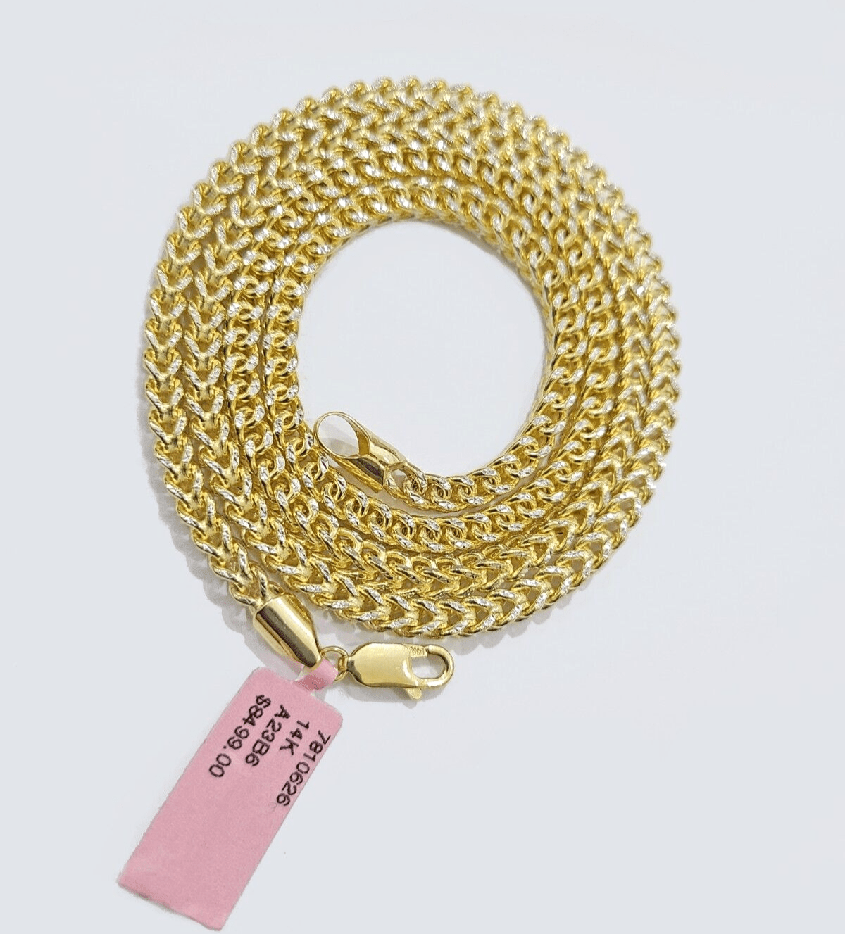 14k Yellow Gold Franco Chain Two - tone Necklace 4mm 22 Inch Diamond Cut 14kt SALE - GoldenlinQ